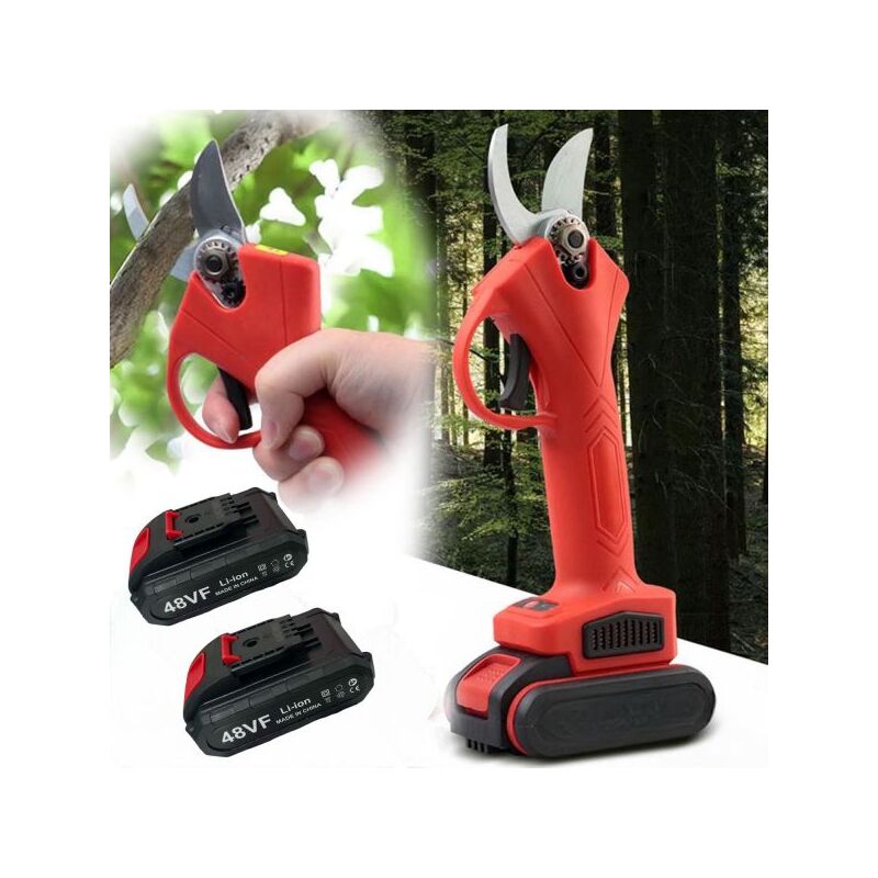 Forbici Da Potatura A Batteria 48V – Set Con Valigia, 2 Batterie, Lama 25mm, Cesoie Elettriche - Foto 2