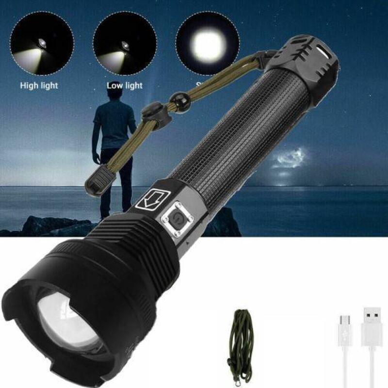 Torce LED Ricaricabili 2000 Lumen - 2 Pezzi, 4 Modalità, Impermeabile, Per Campeggio E Emergenze Torcia LED Ricaricabile