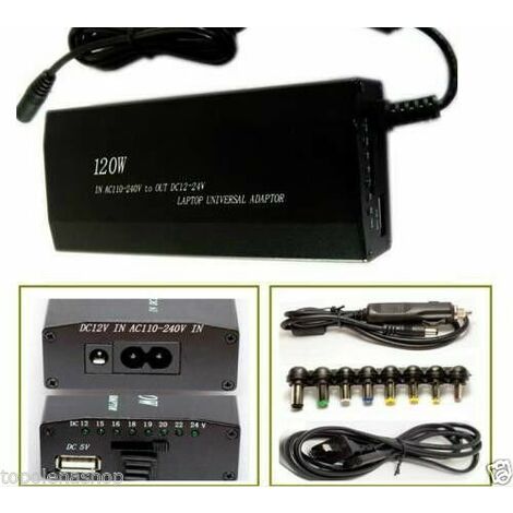 ALIMENTATORE UNIVERSALE 120W NOTEBOOK CASA AUTO USB UNIVERSALE NOTEBOOK