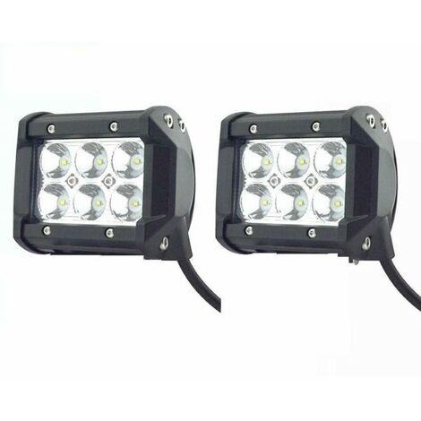 2 x FARO SUPPLEMENTARE PROFONDITA AUTO FUORISTRADA 12V 18W 6 LED RETTANGOLARE