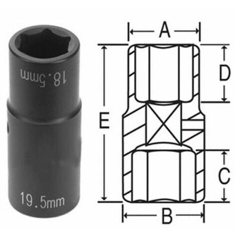 CHIAVE A BUSSOLA RINFORZATA CERCHI RUOTE DADI FORD DOPPIA 18.5 19.5mm 1/2  21715