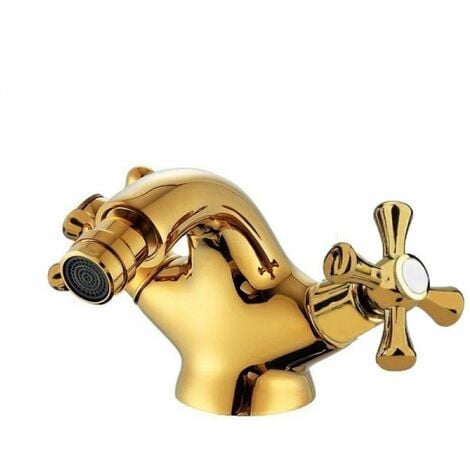 Miscelatore rubinetto bidet bagno stile retro vintage oro + piletta ROMO  59468