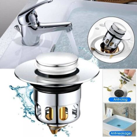 Tappo Pop-up Universale Per Lavandino Bagno Biedet In Rame Con Filtro Anti-capelli E Anelli Di Gomma - Click Clack