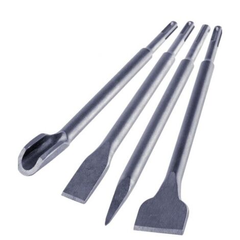 SET 4 SCALPELLI SDS PLUS 2 SPATOLA 1 A PUNTA 1 FORMA DI U MARTELLO DEMOLITORE