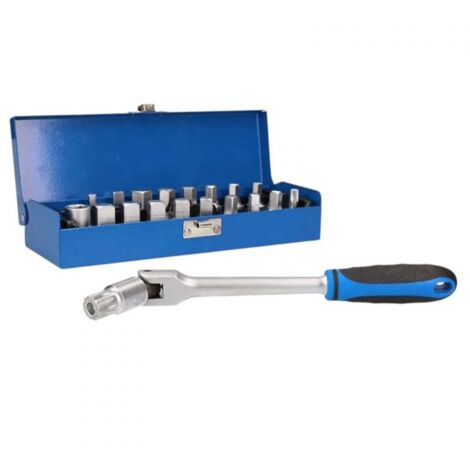 Set 20 chiavi bussola per tappi scarico coppa olio 3/8'' + Chiave Snodo FS156116