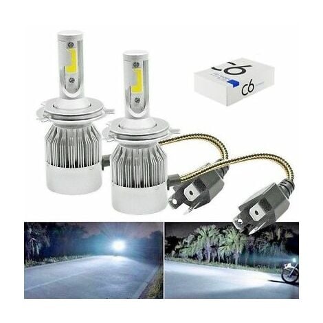 Coppia kit lampade luci LED auto moto fari COB H7 C6 7600LM 36W 6000K  headlight luce bianca lampadine bulbi auto : : Auto e Moto