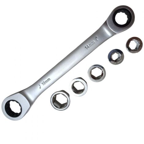 Chiave a Cricchetto 6 in 1 Torx Doppia Testa da 14mm a 19mm Reversibile 324149