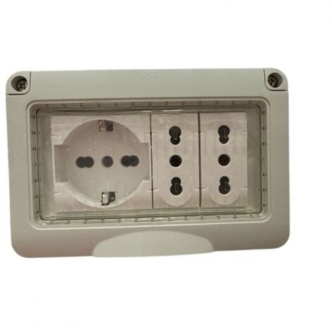 Cassetta elettrica pronta all'uso per esterno IP55 presa Schuko + 2 prese universali