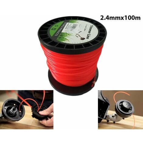 FILO PER DECESPUGLIATORE TONDO 2,4mm bobina 100mt taglaerba cavo matassa ROSSO