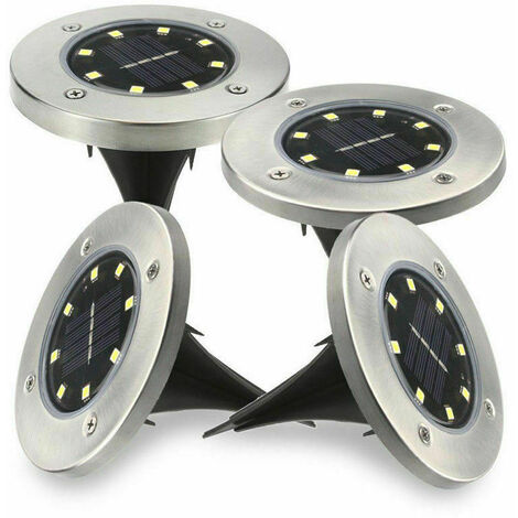 4 FARO LAMPADA LED SOLARE DA ESTERNO GIARDINO FARETTO 8 LED PICCHETTO SEGNAPASSI