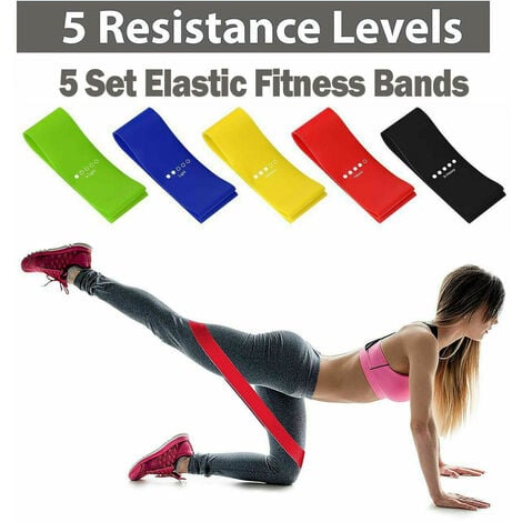 TUBI ELASTICI FITNESS 5 ELASTICI DI RESISTENZA BANDE PER ALLENAMENTO  PALESTRA