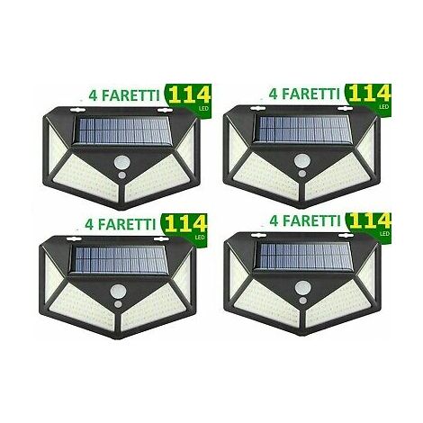 4pcs Lampada luce faretto faro esterno energia solare 114 LED sensore movimento (1/3)