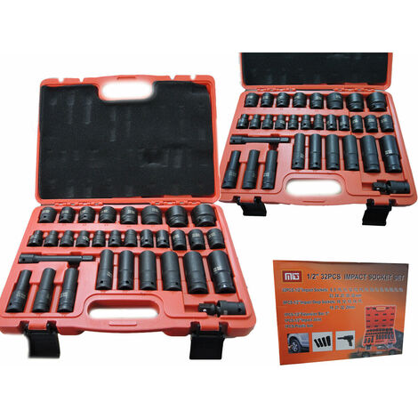 BUSSOLE BOCCOLE PER PISTOLA AVVITATORE PNEUMATICO SET KIT 32PZ 1/2" MIG-2044