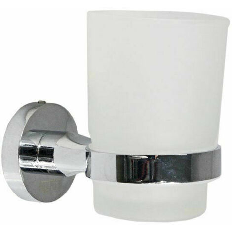 PORTA SPAZZOLINO DA DENTI MONTAGGIO MURO BAGNO CON BICCHIERE IN VETRO IN ACCIO