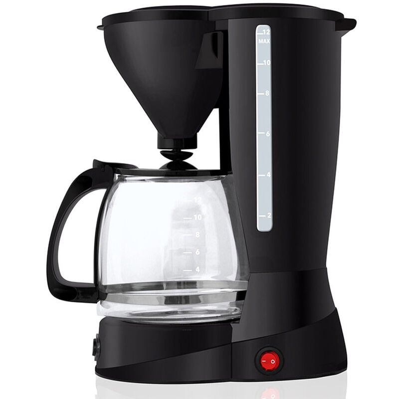 Cafetera Eléctrica De Goteo Para 12 Tazas, 800W, 1,5L - Jarra De Vidrio, Negro