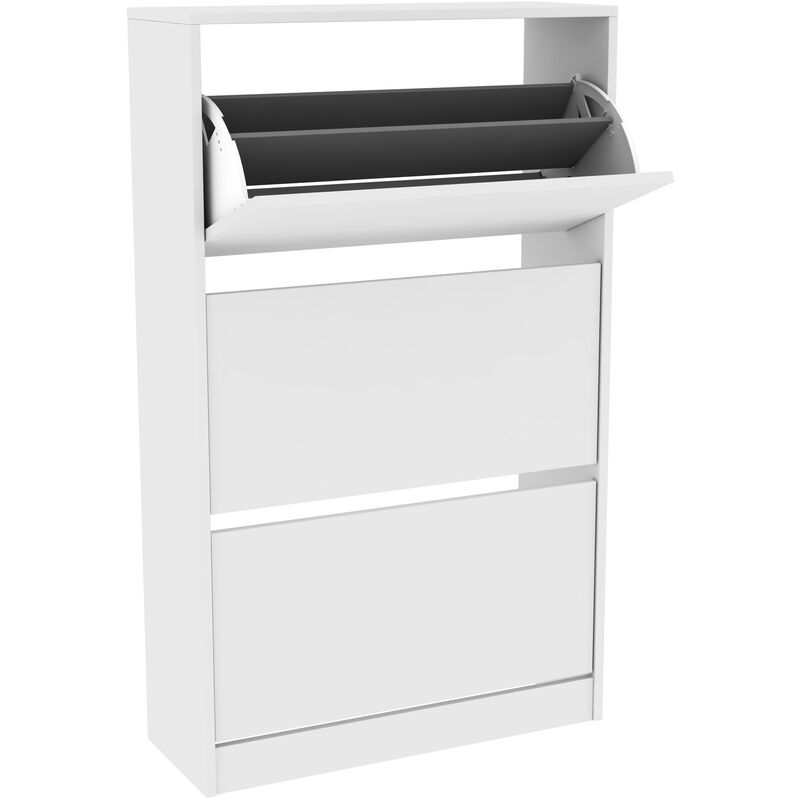 Zapatero Estrecho Mueble 18-24 Pares Puertas Abatibles Blanco