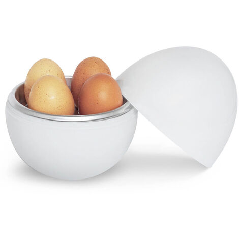Hervidor de huevos para microondas, capacidad de 4 huevos, para hervir  huevos perfectamente sin la molestia de hervir agua, Blanco
