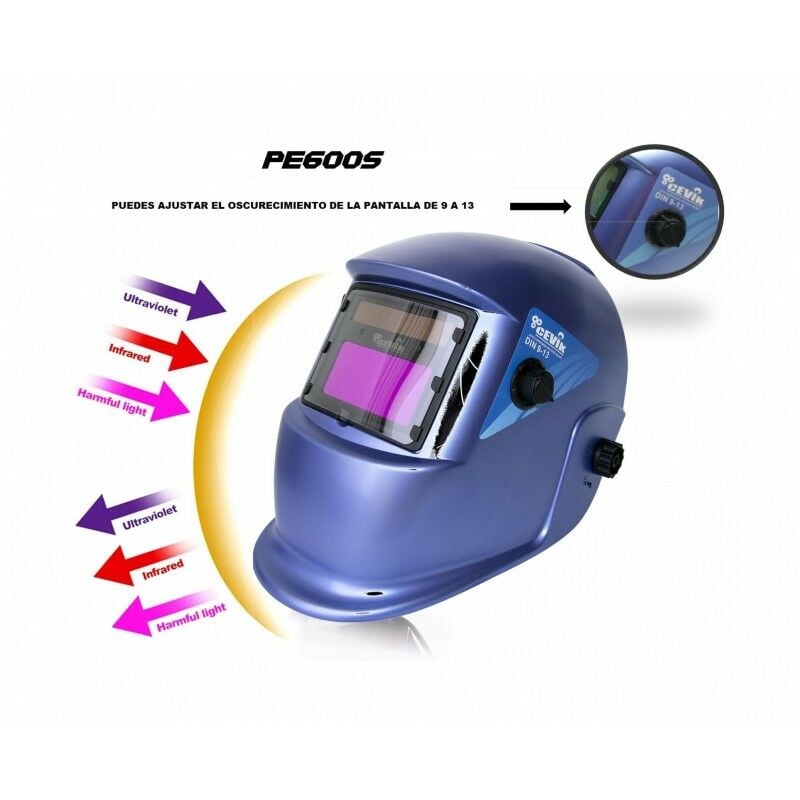 Pantalla para casco de soldadura con oscurecimiento automático de elevación  automática #9-13 (azul)
