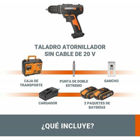 Taladro Atornillador de 12 V + 2 Baterías + Cargador + Maletín Wx128.3 Worx