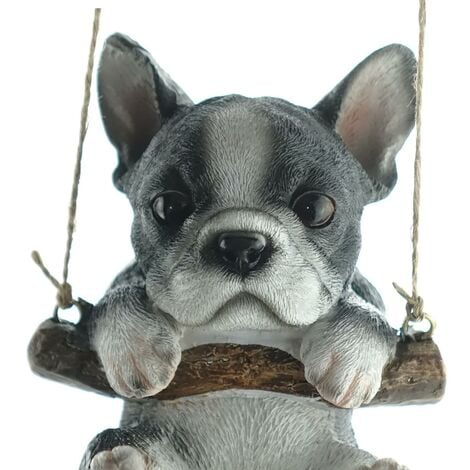 Deko Figur Bulldogge 24cm, Polyresin Skulptur Hund, In-/Outdoor