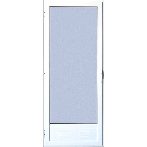 Conclusión pequeño Antídoto Puerta Balconera Aluminio Practicable Izquierda 800X2000 1h con Rejilla y  cristal mate Carglass