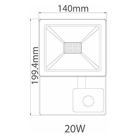 Projecteur LED INDUS-S avec détecteur 20W IP44 6000K