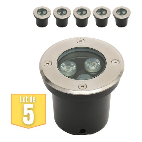 Lot de 5 Spots LED encastrables étanches 3W 300lm 4000K IP67 (1/3)