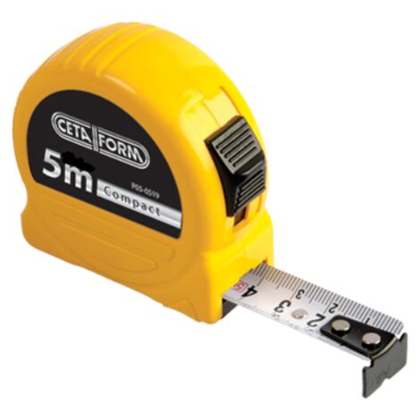 Mètre ruban de 5M, en acier, largeur 16mm, double stop (1/3)