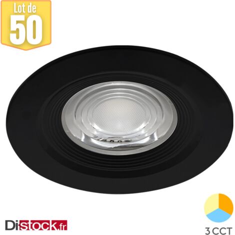 Lot de 50 spots LED encastrables étanches 3en1 rond noir 7W IP54 (1/5)