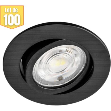 Lot de 100 spots LED encastrables 3en1 rond noir 7W IP20 (1/5)