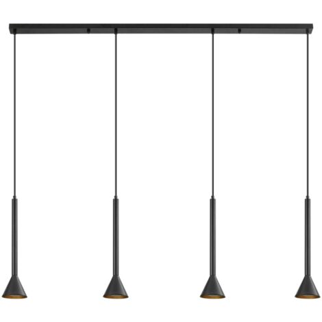 Rail de suspension décoratif 4x10W métal noir 4xGU10 Long 1100mm (1/4)