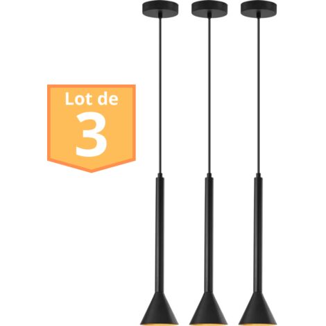 Lot de 3 suspensions modernes noir, métal, GU10 IP20 (1/4)