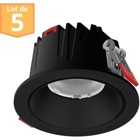 Lot de 5 spots LED Encastrables Braytron Noir 20W 3en1 IP20 (1/5)