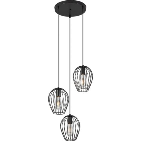 Suspension métal 3x23W E27 Noir IP20 (1/3)