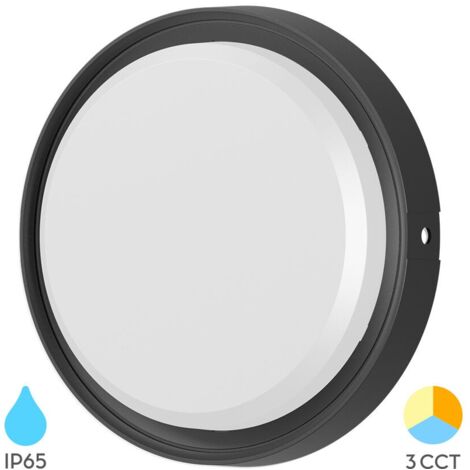Applique murale ronde LED 12W Noir 3en1 IP65 (1/4)
