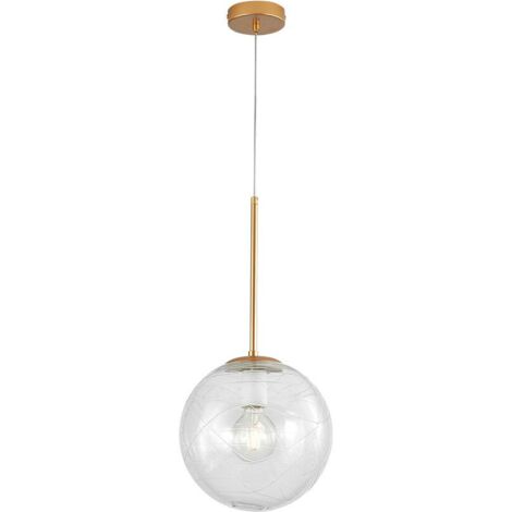 Suspension décorative E27 1x23W en verre et métal doré (1/4)