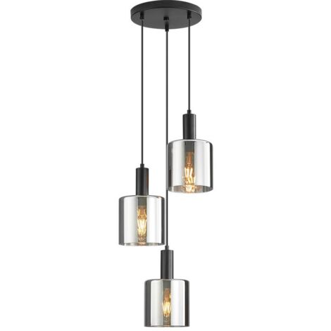 Suspension décorative 3xE27 23W IP20 – Verre fumé (1/4)