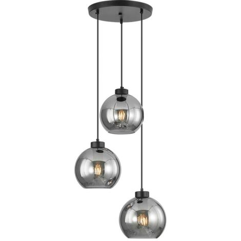 Suspension décorative 3xE27 23W – Verre fumé (1/4)