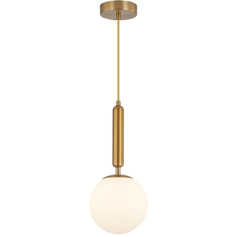 Suspension en verre opalin 1xG9 10W – finition Doré