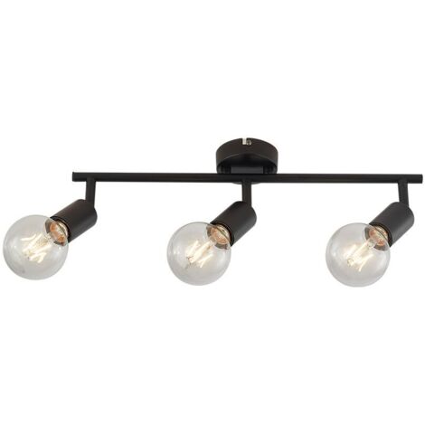 Plafonnier LED décoratif 3xE27 23W IP20 – Métal noir (1/4)