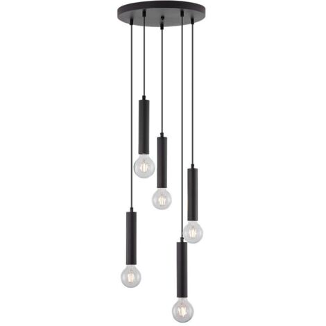 Suspension décorative 5xE27 23W IP20 – Métal noir (1/4)