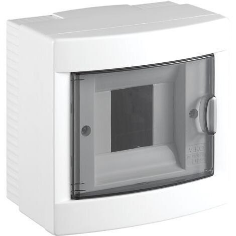Tableau nu saillie 4 modules – Indice de protection IP40 – Dimensions L.140xH.150xP.97mm – Installation intérieure avec porte réversible – Vi-Ko