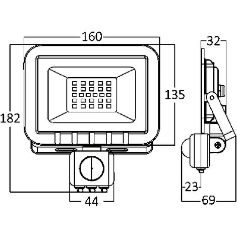 Projecteur LED 30W IP54 6500K avec détecteur