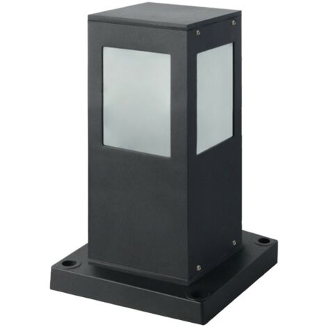 Borne d'extérieur Kavak SQ-3 – Aluminium noir – Douille E27 jusqu'à 60W – Indice de protection IP44 – Éclairage 360° – Horoz Electric
