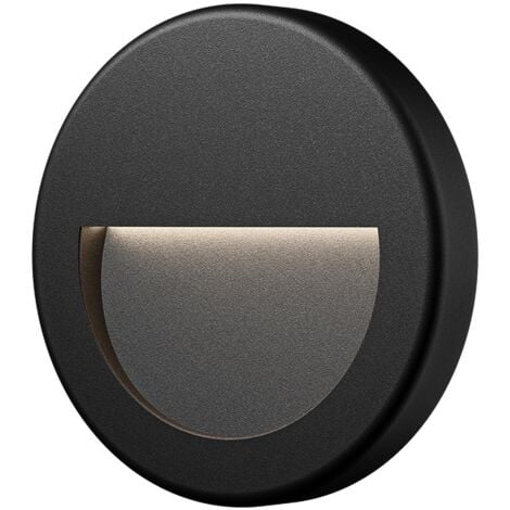 Spot LED mural VEKTAB2 rond noir 3W 3000K IP65