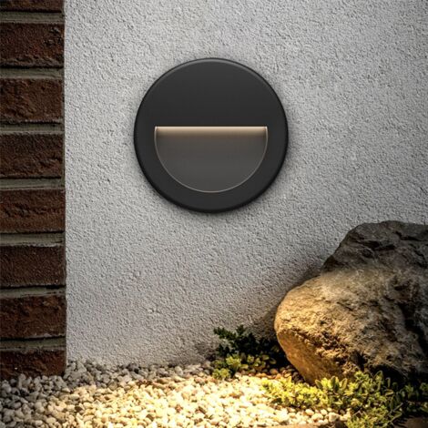 Spot LED mural VEKTAB2 rond noir 3W 3000K IP65