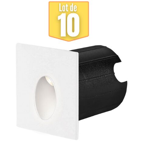 Lot de 10 mini spots LED mural BRAYTRON Vector C, carré, blanc, 2W, 3000K, IP65 (1/5)