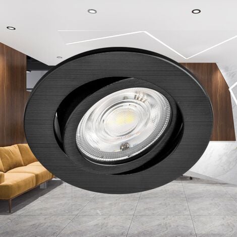 Spot LED encastrable 3en1 rond noir 7W IP20 Dimmable