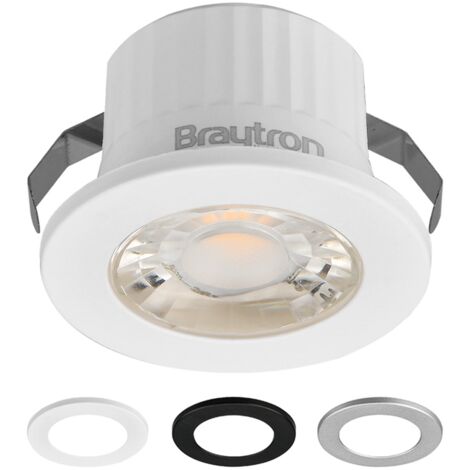 Mini spot LED rond 3W 6500K IP54 – 3 couleurs avec enjoliveurs – Angle de diffusion 38° – Éclairage d'accentuation pour intérieur – Braytron