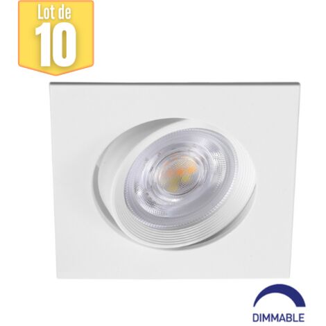 Lot de 10 spots LED encastrables 3en1 carré blanc 7W IP20 Dimmable (1/5)